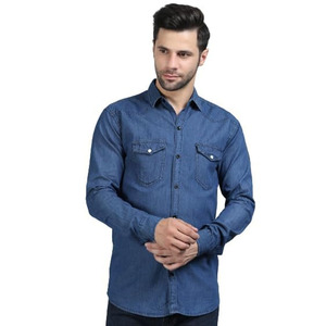 Camisa Casual de Manga Larga para Hombre, 100% Algodón Denim, Color Sólido, Cuello Clásico, Transpirable, Estilo Otoñal - Product Image 1