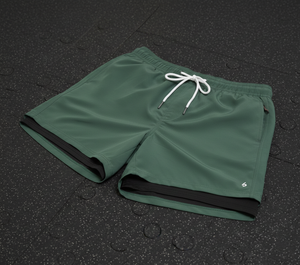 Shorts de sport et de natation pour hommes personnalisés par sublimation, 2-en-1 avec leggings de compression intégrés, tendance, séchage rapide, 100% polyester satiné, vêtements de plage - Product Image 5