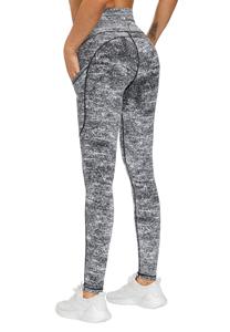 Leggings taille haute unis pour femmes, extensibles, respirants, écologiques, en Spandex/Polyester, longueur intégrale, pour le yoga et l'entraînement - Product Image 4