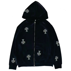 Ensemble de survêtement pour homme avec strass, sweat à capuche et pantalon de jogging en molleton de coton de haute qualité, style moderne et confortable, streetwear tendance - Product Image 4
