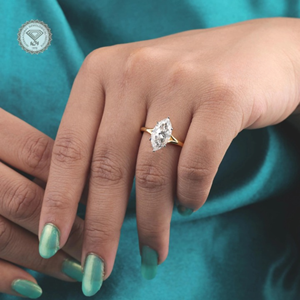 Bague de fiançailles et de mariage en diamant de laboratoire taille marquise certifié IGI, 2,50 carats, or jaune 14 carats, cadeau de fête, bijoux - Product Image 1