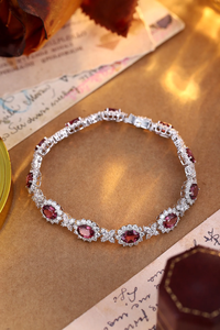 Stylish 925 Silver <b>Ruby</b> <b>Bracelet</b> With Oval Cut Lab grown Diamonds Classic Wedding Jewelry IGI Certified - Product Image 5