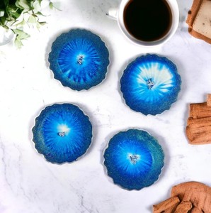 Resin <b>Coaster</b> Set Colorful Decorative <b>Drink</b> <b>Coasters</b> With Waterproof Surface for Kitchen Dining Room - Product Image 5