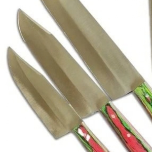 Ensemble de couteaux de boucher Qurbani en acier au carbone, 4 pièces, lames argentées, manches multicolores rouge et vert, kit d'outils de découpe de viande - Product Image 3