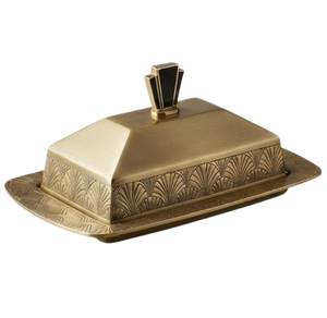 Utensilios de Cocina, Plato para Mantequilla Rectangular Moderno de Latón con Tapa Hermética, Metal Pulido Hecho a Mano - Product Image 4