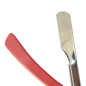 Rasoir à lame unique pliable en acier inoxydable avec manche en plastique rouge, faible MOQ, pour le rasage du visage - Product Image 3