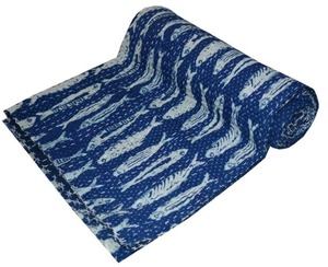 Colcha Kantha india 100% algodón, hecha a mano, reversible, con estampado floral bohemio, manta decorativa, venta al por mayor - Product Image 4