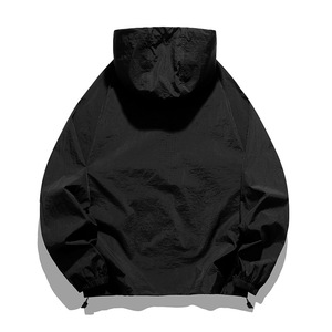Veste coupe-vent pour homme en polyester vert olive à capuche et col montant, fermeture éclair quart de tour, respirante, légère, décontractée, pour le printemps - Product Image 4