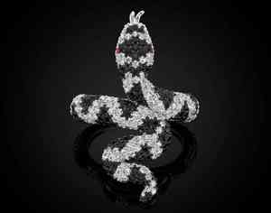 Anillo de Serpiente de Plata de Ley 925 con Diamantes, Estilo Hip Hop, Acabado en Oro de 10K/14K, Joyería Brillante para Hombre, Regalo - Product Image 1