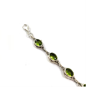 925 Sterling Silver Natural Peridot <b>Bracelet</b> - Handmade Oval Green <b>Gemstone</b> Link Jewelry | Wholesale Fine Jewelry - Product Image 2