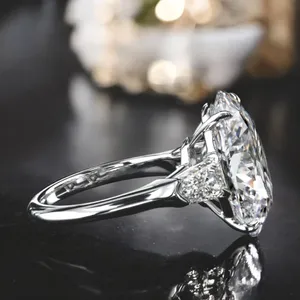 Moissanite Engagement <b>Ring</b> <b>925</b> Sterling <b>Silver</b> Gold Plated Princess Cut Vintage Luxury Wedding <b>Ring</b> - Product Image 5