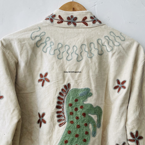 Chaqueta de algodón Suzani hecha a mano en India, chaqueta corta bordada a mano, abrigo unisex, chaqueta corta Suzani hecha a mano - Product Image 5