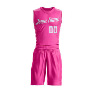 Conjunto de Camiseta de Baloncesto Sublimada Rosa de Alta Calidad, Sin Mangas, Cuello Redondo, Absorbe la Humedad, Cintura Elástica, Unisex para Adultos, Todas las Temporadas - Product Image 3