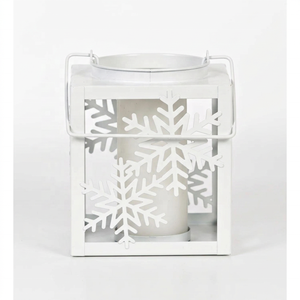 Portavelas Metálico con Diseño de Copo de Nieve Blanco, para Decoración Navideña del Hogar, Venta al Por Mayor - Product Image 2