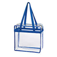 Sac fourre-tout transparent imperméable avec logo personnalisé, sacs de stade réutilisables en PVC transparent pour événements promotionnels