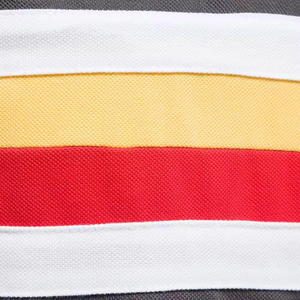 Polo en tricot à manches courtes pour homme, rayé, color-block, respirant, design décontracté, gris avec rayures blanches, jaunes et rouges - Product Image 6