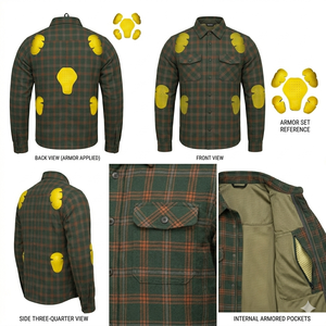 Custom Kevlar Lined Motorcycle Riding <b>Flannel</b> Shirt for Men Check Pattern Protective Motorbike Riding Shirt High Quality OEM ODM - Product Image 3