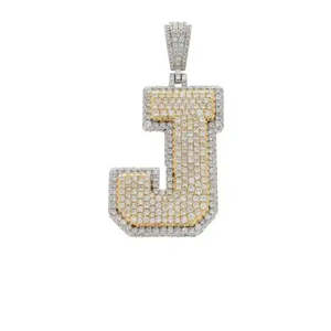 Pendentif Lettre A-Z en Argent Sterling 925 Sertie de Moissanite VVS, Initiale Cursive Personnalisée, Breloque Hip-Hop, Or Rose, Unisexe - Product Image 1