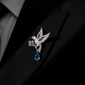 Broche de Moissanita para Niños Hummingbird, Pin de Aleación con Diamantes de Imitación en Forma de Pájaro, Colgante de Ala, Accesorio para Boda, Regalo, Hecho a Mano en Plata 925 - Product Image 3