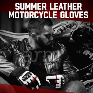 Guantes de Motocicleta de Cuero Suave con Protección Completa para los Dedos, Guantes de Carreras Transpirables - Product Image 2