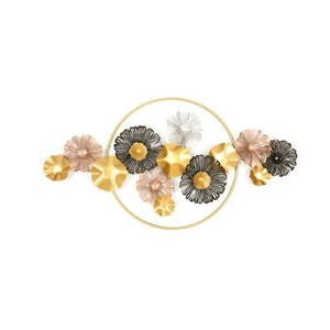 Arte de Pared Clásico de Hierro Metálico, Decoración de Pared con Flores, Accesorio Dorado, Negro, Oro Rosa, Plateado, Decoración para Colgar en la Pared, Precio de Fábrica - Product Image 1