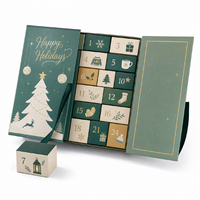 Boîte cadeau calendrier de l'avent de Noël personnalisée, en carton, avec tiroirs vides, emballage de luxe pour bijoux et parfums, boîte à double porte