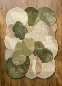 Luxury Minimalist Hand Tufted Wool Anti-Slip Regular Area Rug Olive Sage Green Cream <b>Abstract</b> Flower Shape Living Room - Product Image 3