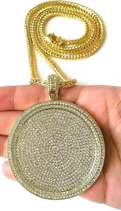 Collar de Plata de Ley 925 con Colgante Circular Grande de Moissanita Estilo Hip Hop, Chapado en Oro/Plata/Oro Rosa para Mujer - Product Image 2