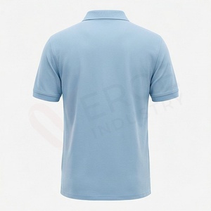 เสื้อโปโลผู้ชายสีฟ้าอ่อน แขนสั้น ผ้าปิเก้ สวมใส่สบาย ระบายอากาศได้ดี ทรงปกติ ดีไซน์ถักแบบเรียบ - Product Image 2