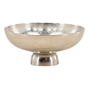 Sleek Silver Double-Walled Decorative Bowl <b>Chrome</b> Industrial Style Metal Basin Round Minimalist Centerpiece Dish Food Container - Product Image 5