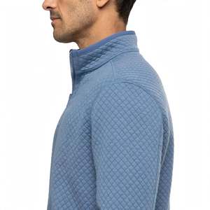 Suéter Azul Acolchado para Hombre con Cierre de Cremallera de un Cuarto, Cuello Alto, Corte Regular, Estilo Casual, para Otoño, Manga Larga - Product Image 2