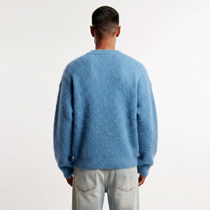 Suéter de punto de lana/cachemira para hombre, cuello redondo, holgado, manga larga, estilo urbano de invierno, antipilling frontal, transpirable - Product Image 2
