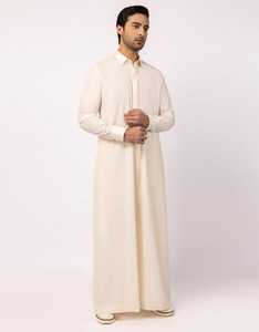 Túnica Larga de Algodón para Hombre, Estilo Thobe, con Cuello de Camisa, Ropa Islámica Modesta para Oración, Color Sólido, para Todas las Temporadas, Estilo de Medio Oriente - Product Image 2