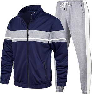 Survêtement à capuche gris et blanc pour homme, avec fermeture éclair intégrale, poches latérales, style décontracté, nouvelle collection automne - Product Image 5