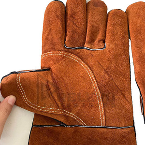Guantes de Soldadura de Cuero Marrón OEM, Resistentes al Calor, Guantes de Seguridad Industrial para Uso en Construcción y Taller - Product Image 2
