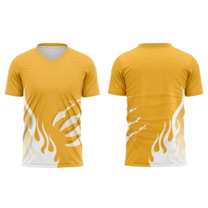 Men's Yellow Short Sleeve T-<b>Shirt</b> With White <b>Flame</b> Print O-Neck Slim Fit Casual Breathable Custom Printed T-<b>shirts</b> - Product Image 3