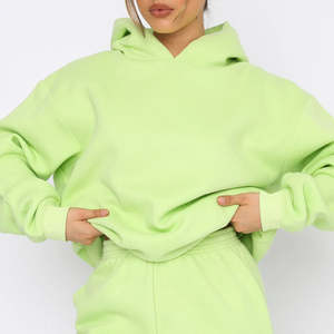 Sudadera con Capucha Oversize de Algodón Grueso con Logo Personalizado Estilo Urbano para Mujer, Lisa, con Bolsillos - Product Image 6