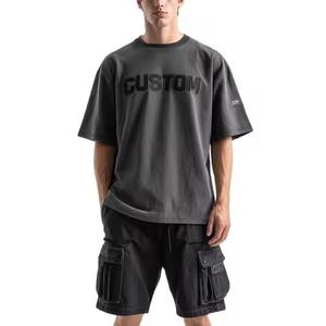 280 Gsm High Quality 100% Cotton Streetwear t <b>Shirt</b> Graphic Oversized Heavyweight Acid Wash Cropped Custom Print <b>Men</b> t <b>Shirt</b> - Product Image 1