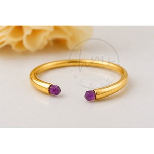 Minimalist Handmade Style Gold Open <b>Ring</b> with Amethyst Bezel <b>Set</b> Raw Gemstone Adjustable Gold Plated Stackable <b>Ring</b> for <b>Women</b> - Product Image 1