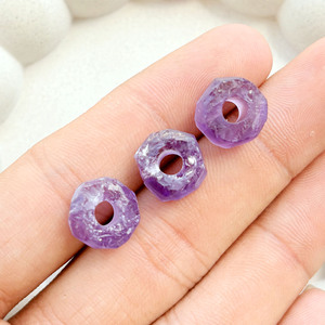 12mm Amethyst Raw Rough Gemstone <b>Bead</b> <b>Large</b> Hole 4mm Drilled Natural Stone Nugget DIY Jewelry Making Craft Wholesale Supply - Product Image 4