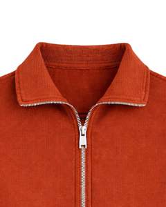 Sudadera corta de forro polar rosa coral con cremallera completa para mujer, cuello polo, bolsillos delanteros, dobladillo con cordón ajustable, estilo casual y cálido para la calle - Product Image 5