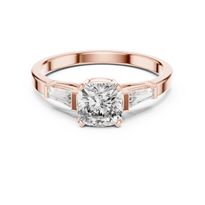 Bague solitaire en or blanc 18 carats avec diamant de laboratoire taille coussin, sertie sur une monture baguette, idéale pour les fêtes, les mariages, l'usage quotidien et comme cadeau de luxe pour femme. - Product Image 5