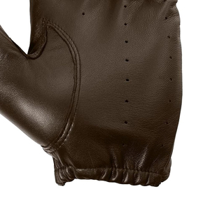 Guantes de Carreras Clásicos Retro de Cuero Marrón – Diseño Perforado Profesional – Prenda de Cuero Genuino de Grano Suave con Botón a Presión - Product Image 3