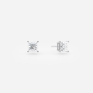 Boucles d'oreilles clous en or rose pour femme, diamants taille princesse certifiés IGI, cultivés en laboratoire, classiques pour le quotidien - Product Image 4