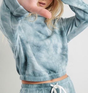 Wholesale women's <b>long</b> sleeve elastic hem crop top with <b>matching</b> joggers trousers - Product Image 5