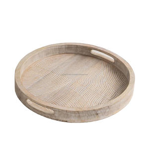 Bandeja Redonda de Madera con Asas, Ideal para Servir Té a los Invitados o para Usar en la Encimera, a Bajo Precio - Product Image 1