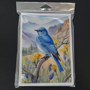 Nevada Mountain Bluebird Whimsical A7 Tarjetas de felicitación Paquete de 8 tarjetas de notas en blanco con sobres Tamaño 5x7 - Product Image 3