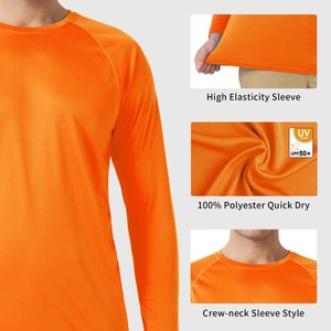 Camisa de Pesca de Manga Larga para Hombre, Color Naranja, Protección Solar UPF 50, Secado Rápido, Poliéster, Estilo Pullover, Talla Adulto - Product Image 5