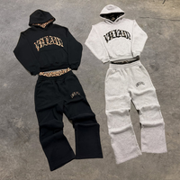 Ensemble survêtement homme personnalisé de haute qualité, grande taille, avec broderie, pantalon de jogging et sweat à capuche, taille double