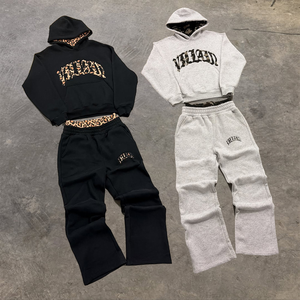 Custom High Quality Winter Plus Size <b>Embroidery</b> Patch Sweatpants and Hoodie <b>Set</b> Double Waisted Tracksuits for Men - Product Image 1